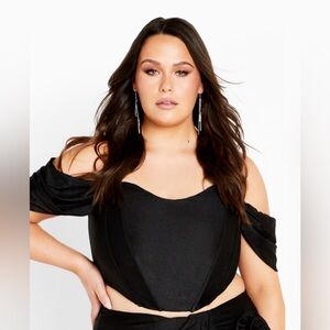 City Chic Black fleur off shoulder fitted corset black SZ-large (18/20)